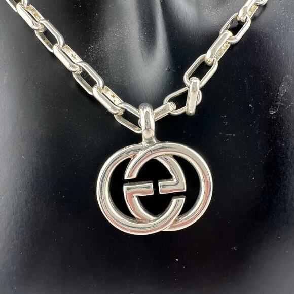 GUCCI Interlocking GG Necklace 20" with Green Snake Box & Dust Bag - Picture 12 of 16